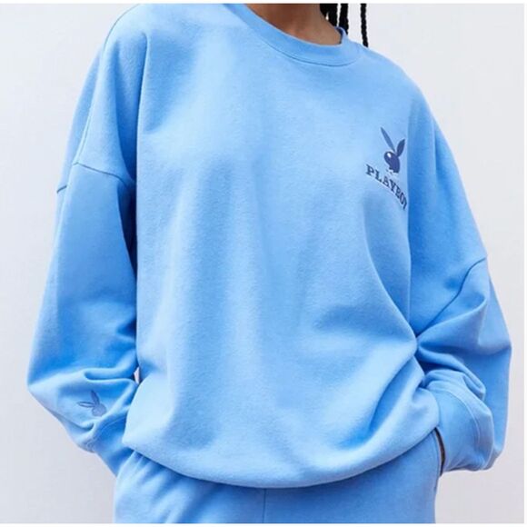 Women Playboy by Pacsun Classic Crew Neck Sweatshirt in Blue Size Medium - Picture 1 of 9